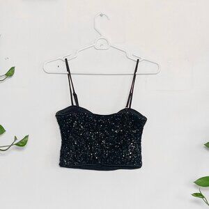 Express sequin spaghetti strap crop top (XS)